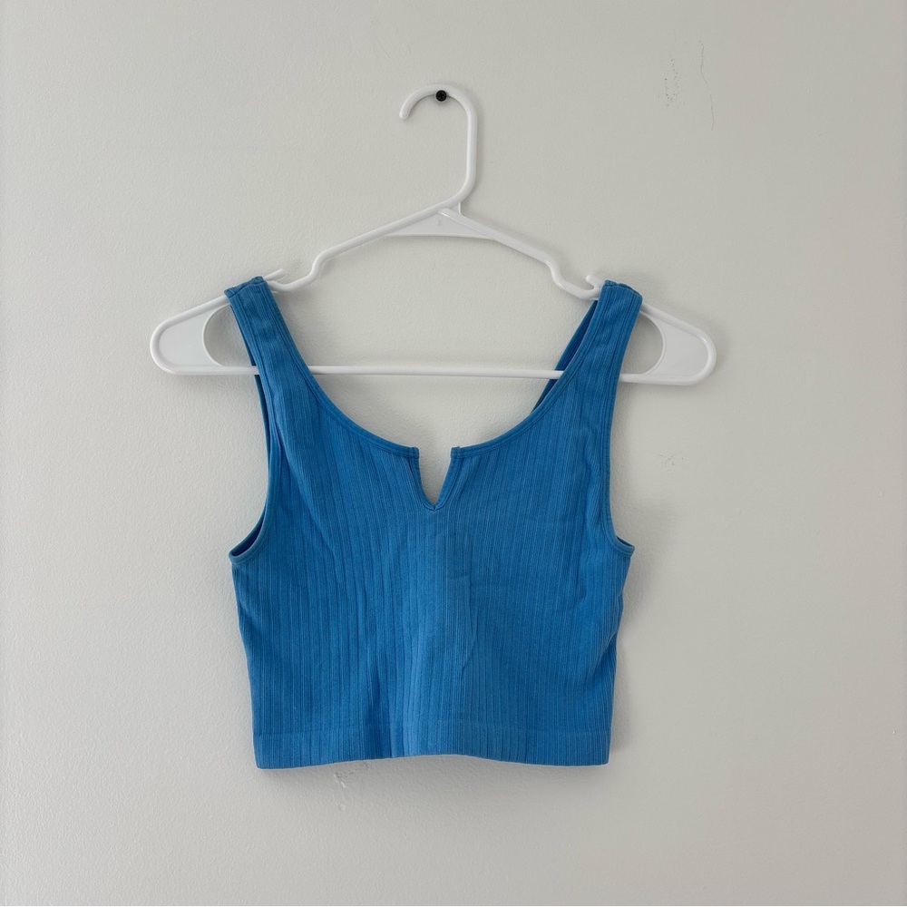 Forever 21 Blue Seamless Split Neck Bralette Tank